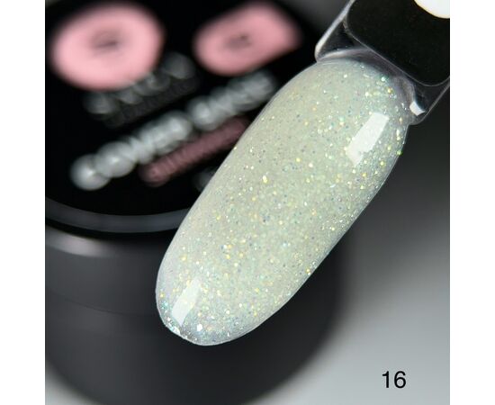 SAGA. Shimmer base, #16, 15 ml. Кольорова база з шимером #2