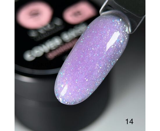 SAGA. Shimmer base, #14, 15 ml. Кольорова база з шимером #2