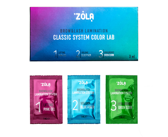 ZOLA. Lamination Set, Classic System Color Lab in Sachet (3 x 1 ml). Набір для ламінування брів та вій у саше #1