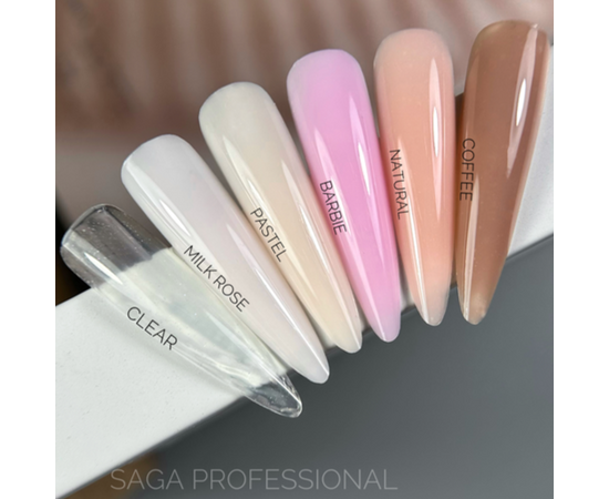 SAGA. Stiff Gel, 15 ml, #02, Pastel. Густий гель для укріплення та нарощування #3