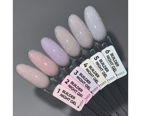 SAGA. Builder Gel "Night", 15 ml, #06. Гель для укріплення та нарощування, світловідбиваючий #5