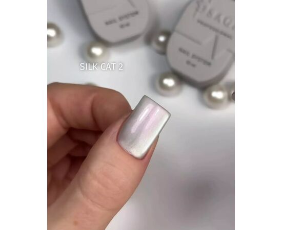 SAGA. Cat's Eye Gel Polish "Silk Cat", #02, 10 ml. Гель-лак "Котяче око" з перламутром #3