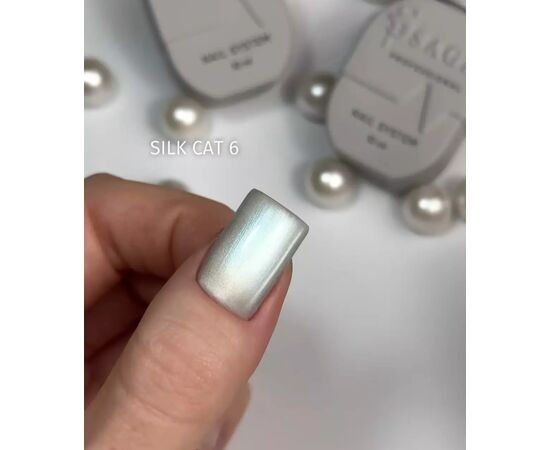 SAGA. Cat's Eye Gel Polish "Silk Cat", #06, 10 ml. Гель-лак "Котяче око" з перламутром #3