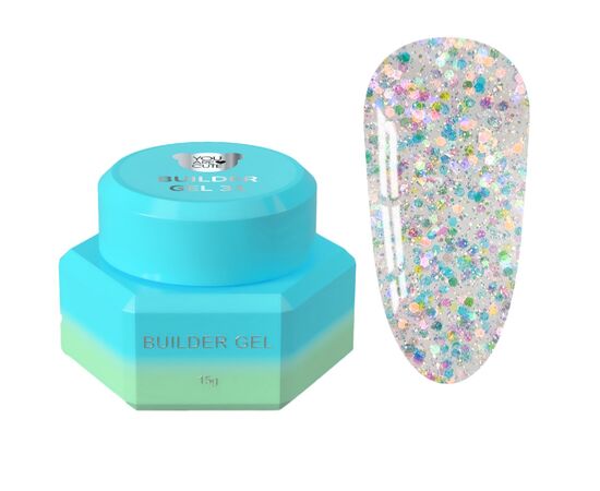 You Are Cute. Builder Gel #31, 15 ml, гель для нарощування з блискучими частинками #1