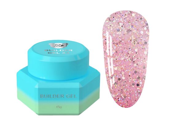 You Are Cute. Builder Gel #32, 15 ml, гель для нарощування з блискучими частинками #1