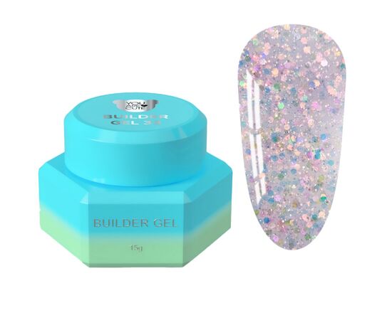 You Are Cute. Builder Gel #33, 15 ml, гель для нарощування з блискучими частинками #1