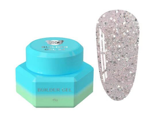You Are Cute. Builder Gel #34, 15 ml, гель для нарощування з блискучими частинками #1