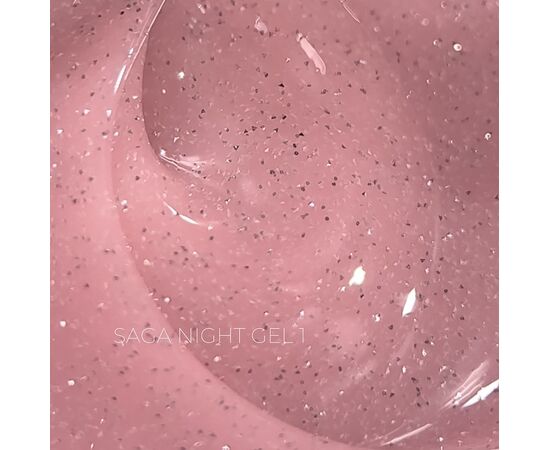 SAGA. Builder Gel "Night", 15 ml, #01. Гель для укріплення та нарощування, світловідбиваючий #3