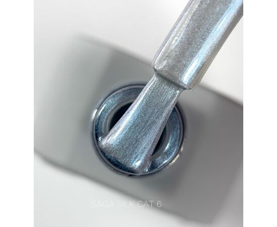 SAGA. Cat's Eye Gel Polish "Silk Cat", #06, 10 ml. Гель-лак "Котяче око" з перламутром #2