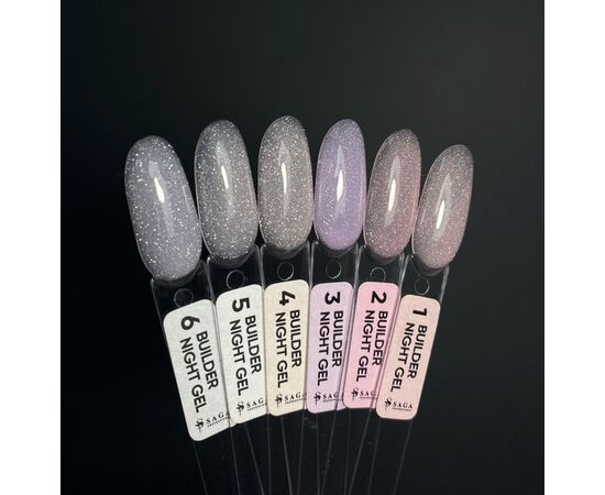 SAGA. Builder Gel "Night", 15 ml, #06. Гель для укріплення та нарощування, світловідбиваючий #6