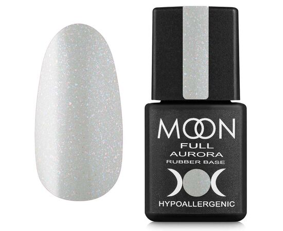 УЦІНКА / MOON FULL. Rubber Base, Aurora #2004, 8 ml. Каучукова кольорова база з дрібнм шиммером, світло-сіра #1