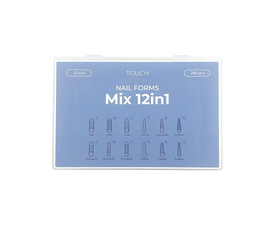 TOUCH. Top Nail Forms, MIX 12-in-1, 288 pcs. Верхні форми #1 TOUCH. Top Nail Forms, MIX 12-in-1, 288 pcs. Верхні форми #1