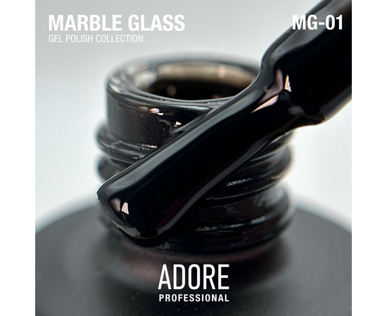 ADORE. Marble Glass Gel Polish, #MG-01, Onyx, 8 ml. Вітражний гель-лак, чорна глазур #2