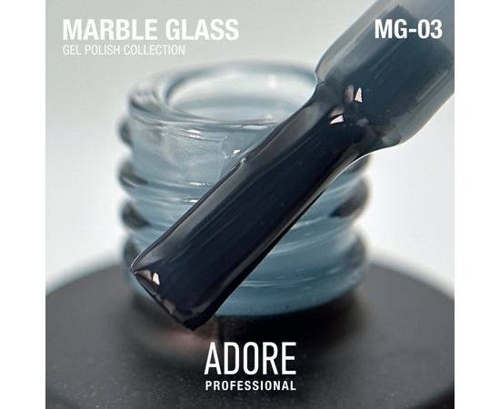 ADORE. Marble Glass Gel Polish, #MG-03, Seaglass, 8 ml. Вітражний гель-лак, блакитна глазур #2