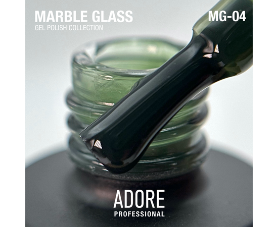 ADORE. Marble Glass Gel Polish, #MG-04, Malachite, 8 ml. Вітражний гель-лак, зелена глазур #2