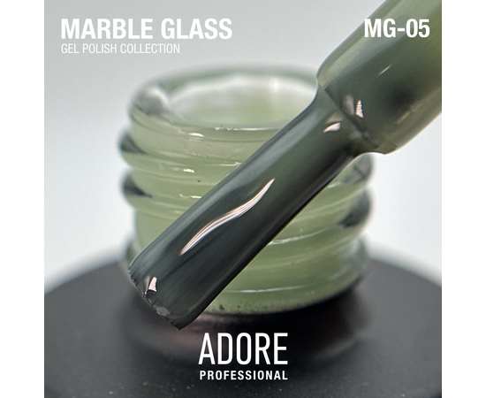 ADORE. Marble Glass Gel Polish, #MG-05, Fluorite, 8 ml. Вітражний гель-лак, оливкова глазур #2
