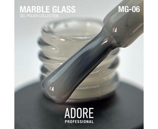 ADORE. Marble Glass Gel Polish, #MG-06, Calcite, 8 ml. Вітражний гель-лак, молочно-сіра глазур #2