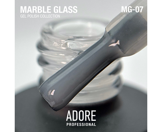 ADORE. Marble Glass Gel Polish, #MG-07, Kaolin, 8 ml. Вітражний гель-лак, біла прозора глазур #2