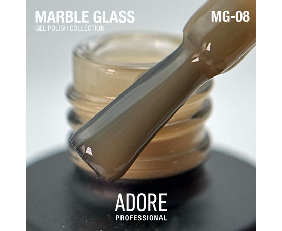 ADORE. Marble Glass Gel Polish, #MG-08, Citrine, 8 ml. Вітражний гель-лак, жовто-гірчична глазур #2