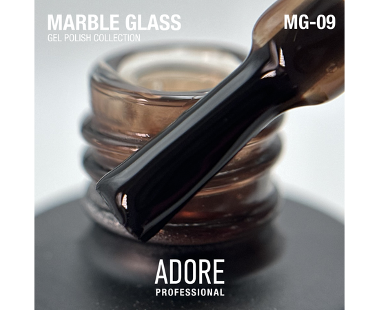 ADORE. Marble Glass Gel Polish, #MG-09, Granite, 8 ml. Вітражний гель-лак, сіро-коричнева глазур #2