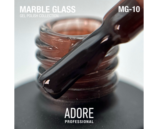 ADORE. Marble Glass Gel Polish, #MG-10, Tiger eye, 8 ml. Вітражний гель-лак, темно-коричнева глазур #2