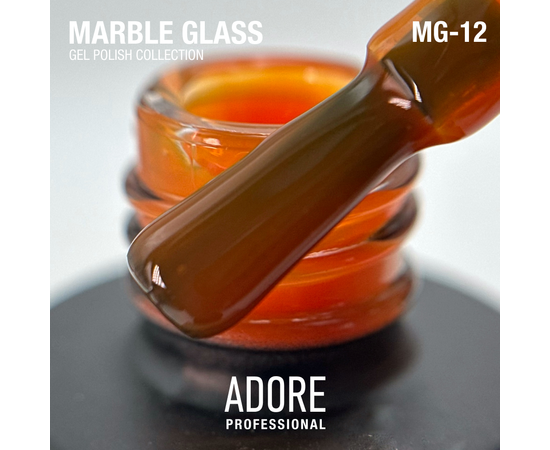 ADORE. Marble Glass Gel Polish, #MG-12, Carnelian, 8 ml. Вітражний гель-лак, помаранчева глазур #2