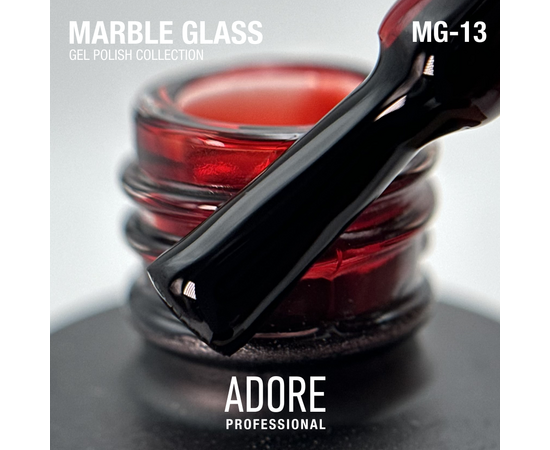 ADORE. Marble Glass Gel Polish, #MG-13, Jasper, 8 ml. Вітражний гель-лак, темно-червона глазур #2