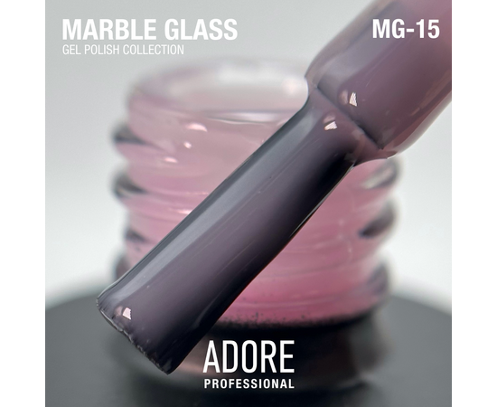 ADORE. Marble Glass Gel Polish, #MG-15, Gypsum, 8 ml. Вітражний гель-лак, димчасто-фіолетова глазур #2