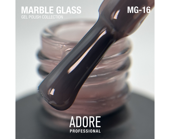 ADORE. Marble Glass Gel Polish, #MG-16, Chalcedon, 8 ml. Вітражний гель-лак, темно-бежева глазур #2