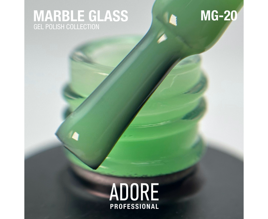 ADORE. Marble Glass Gel Polish, #MG-20, Jadeite, 8 ml. Вітражний гель-лак, м'ятна глазур #2