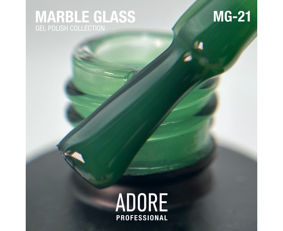 ADORE. Marble Glass Gel Polish, #MG-21, Nephrite, 8 ml. Вітражний гель-лак, трав'яна глазур #2