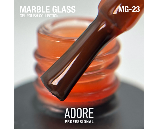ADORE. Marble Glass Gel Polish, #MG-23, Amber, 8 ml. Вітражний гель-лак, моркв'яна глазур #2