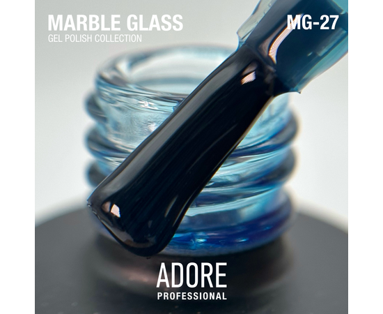 ADORE. Marble Glass Gel Polish, #MG-27, Sapphire, 8 ml. Вітражний гель-лак, блакитний вітраж #2