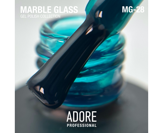 ADORE. Marble Glass Gel Polish, #MG-28, Larimar, 8 ml. Вітражний гель-лак, бірюзовий вітраж #2