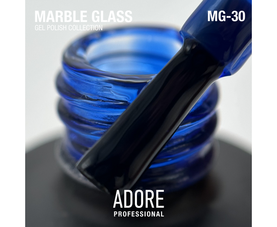 ADORE. Marble Glass Gel Polish, #MG-30, Azurine, 8 ml. Вітражний гель-лак, насичено-синій #2