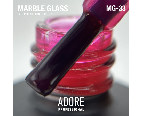 ADORE. Marble Glass Gel Polish, #MG-33, Spinel, 8 ml. Вітражний гель-лак, рожевий #2