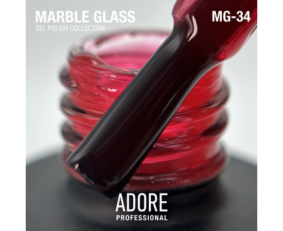 ADORE. Marble Glass Gel Polish, #MG-34, Cuprite, 8 ml. Вітражний гель-лак, червоний #2