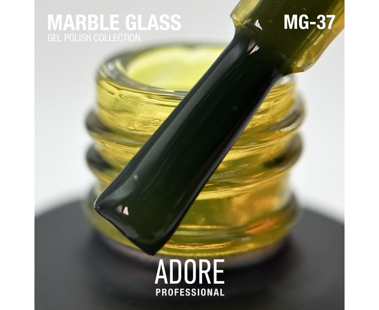 ADORE. Marble Glass Gel Polish, #MG-37, Sulphur, 8 ml. Вітражний гель-лак, яскраво-жовтий #2