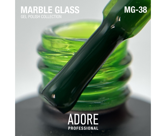ADORE. Marble Glass Gel Polish, #MG-38, Peridot, 8 ml. Вітражний гель-лак, оливково-зелений #2