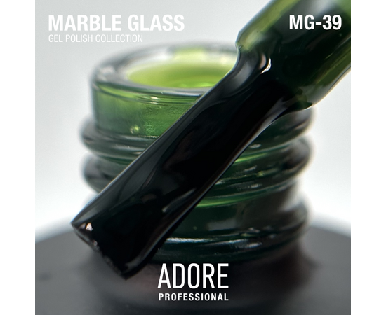 ADORE. Marble Glass Gel Polish, #MG-39, Chlorite, 8 ml. Вітражний гель-лак, темно-зелений #2