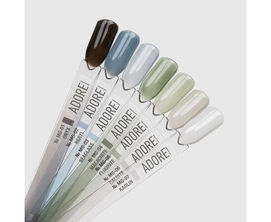 ADORE. Marble Glass Gel Polish, #MG-02, Beryl, 8 ml. Вітражний гель-лак, сіро-блакитна глазур #3