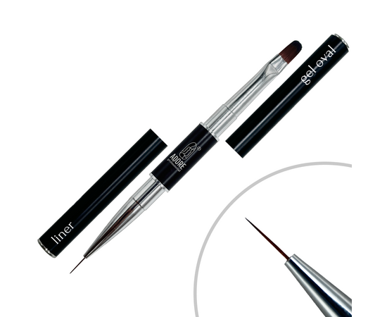 ADORE. Gel Oval & Liner Brush, 6 mm та 10 mm. Пензель двосторонній для гелю #2 ADORE. Gel Oval & Liner Brush, 6 mm та 10 mm. Пензель двосторонній для гелю #2