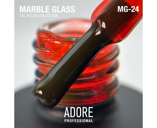 ADORE. Marble Glass Gel Polish, #MG-24, Garnet, 8 ml. Вітражний гель-лак, рум'яний вітраж #2
