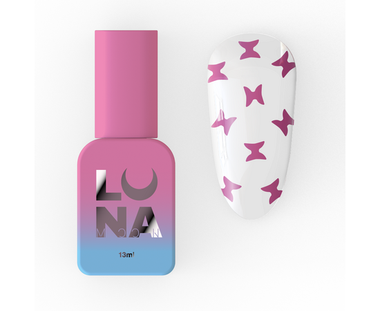 LUNAmoon. Pink Butterfly Top Coat, 13 ml, топ з рожевими метеликами #1