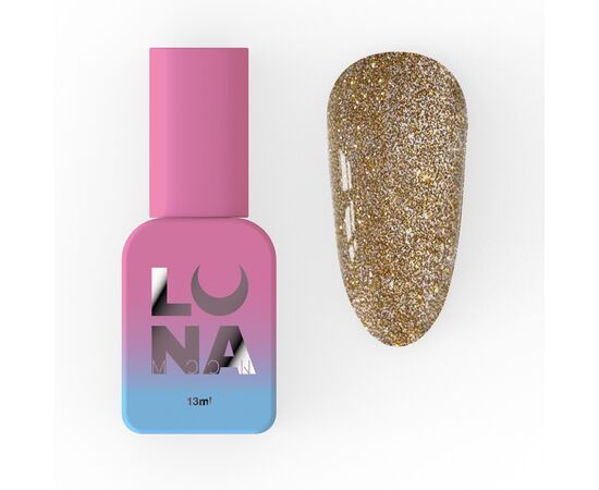 LUNAmoon. Flash Gold Top Coat, Reflective, 13 ml, світловідбиваючий топ #1