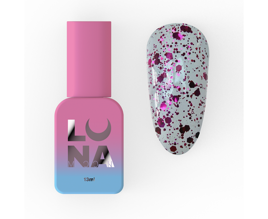 LUNAmoon. Pink Top Coat, 13 ml, топ з рожевими блискучими часточками #1