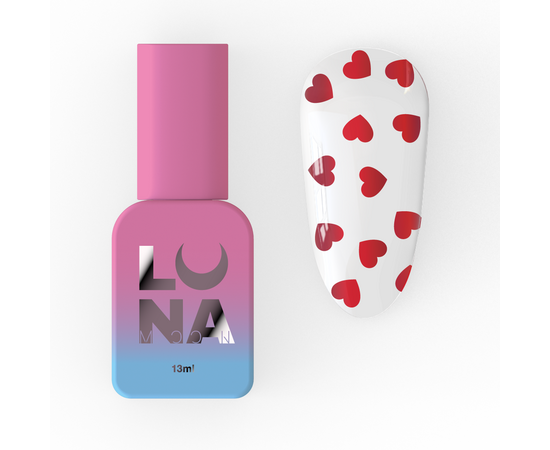 LUNAmoon. Red Romantic Top Coat, 13 ml, топ з червоними сердечками #1