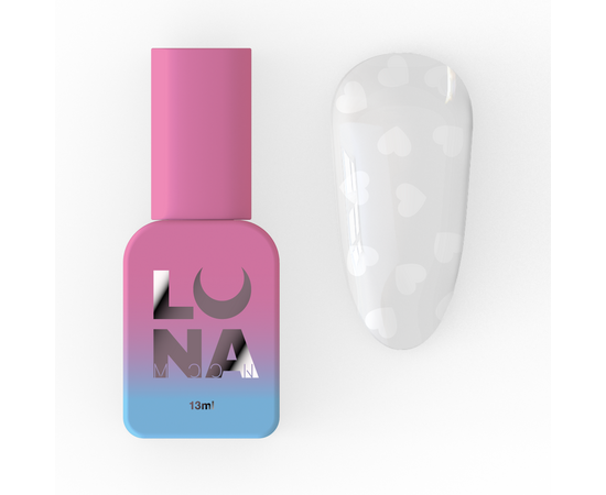 LUNAmoon. White Romantic Top Coat, 13 ml, топ з білими сердечками #1