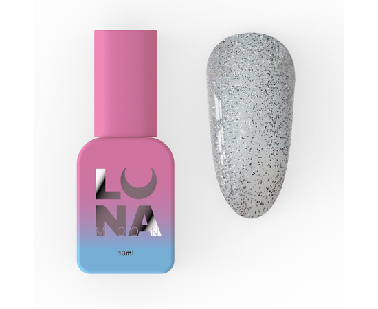 LUNAmoon. Tile Top Coat, 13 ml, матовий топ зі сріблястими блискітками #1