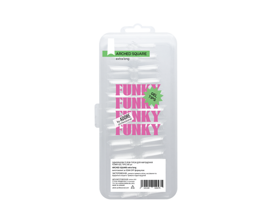 ADORE. Funky Gel Tips, Arched Square Extra Long, 240 pcs. Гелеві тіпси, екстра довгий квадрат #1